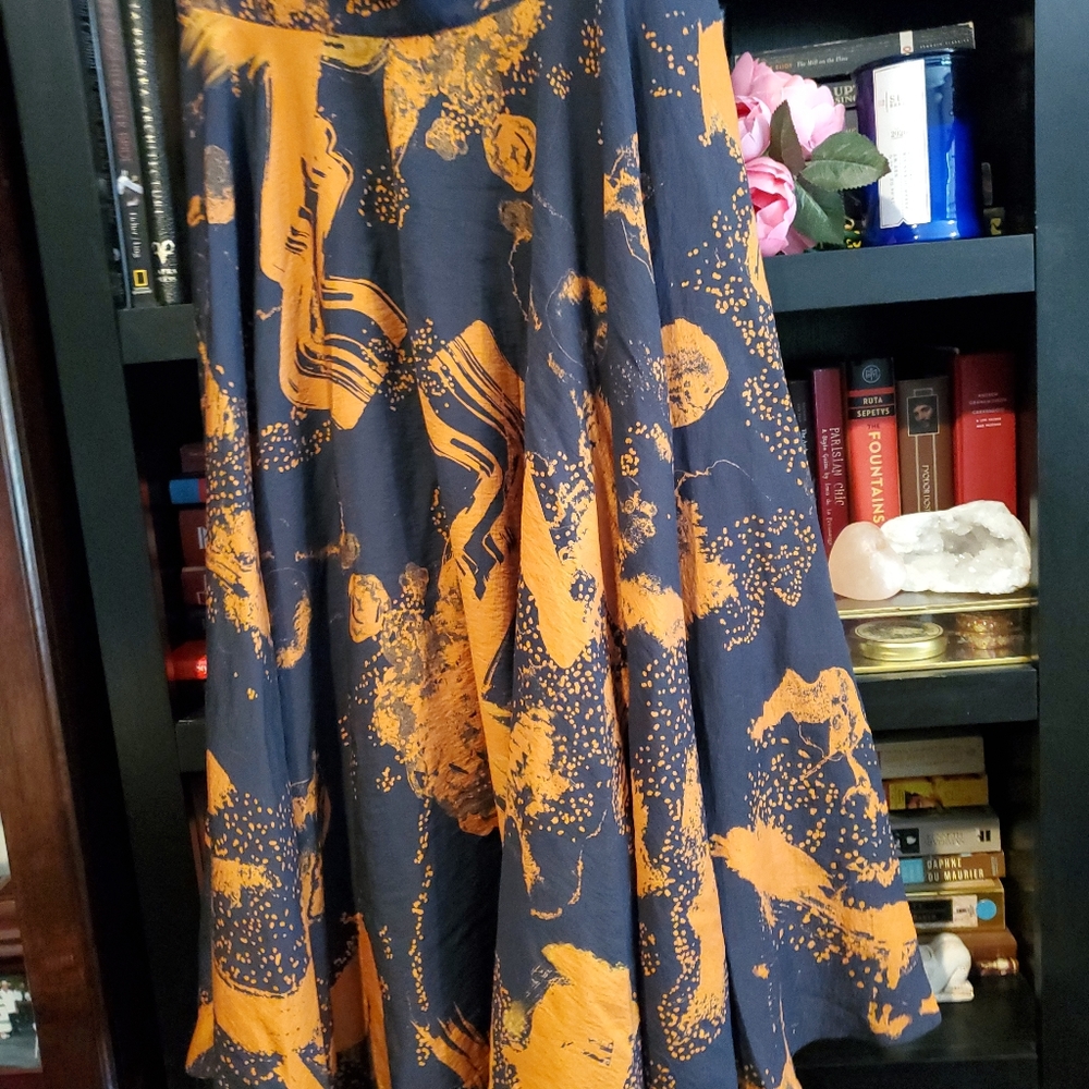 NWT H&M Burnt Orange&Navy circle skirt size 10